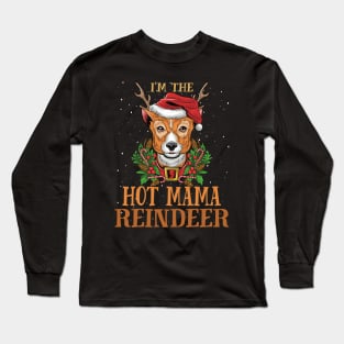 Im The Hot Mama Reindeer Christmas Funny Pajamas Funny Christmas Gift Long Sleeve T-Shirt